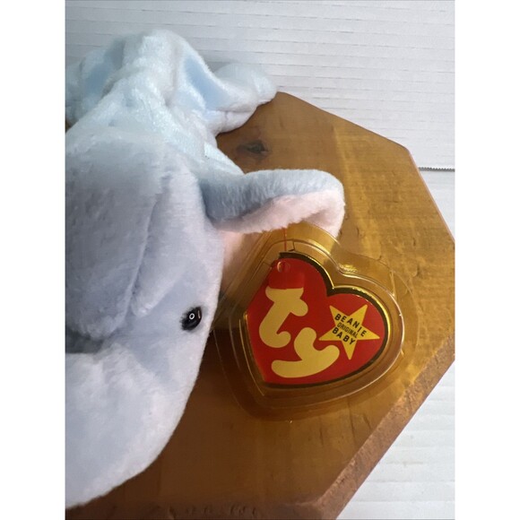 *RARE* RETIRED TY Beanie Babies Peanut the Elephant --light blue! NEW CONDITION - Picture 3 of 9